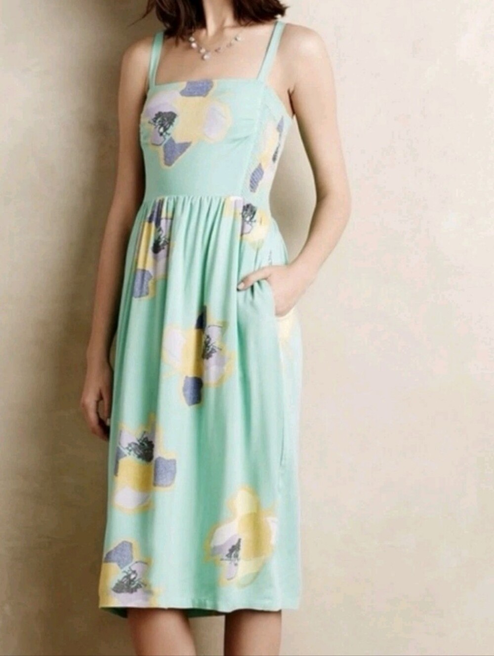 Corey Lynn Calter Sketchbook Smocked Midi Sundress Mint Green Floral Small